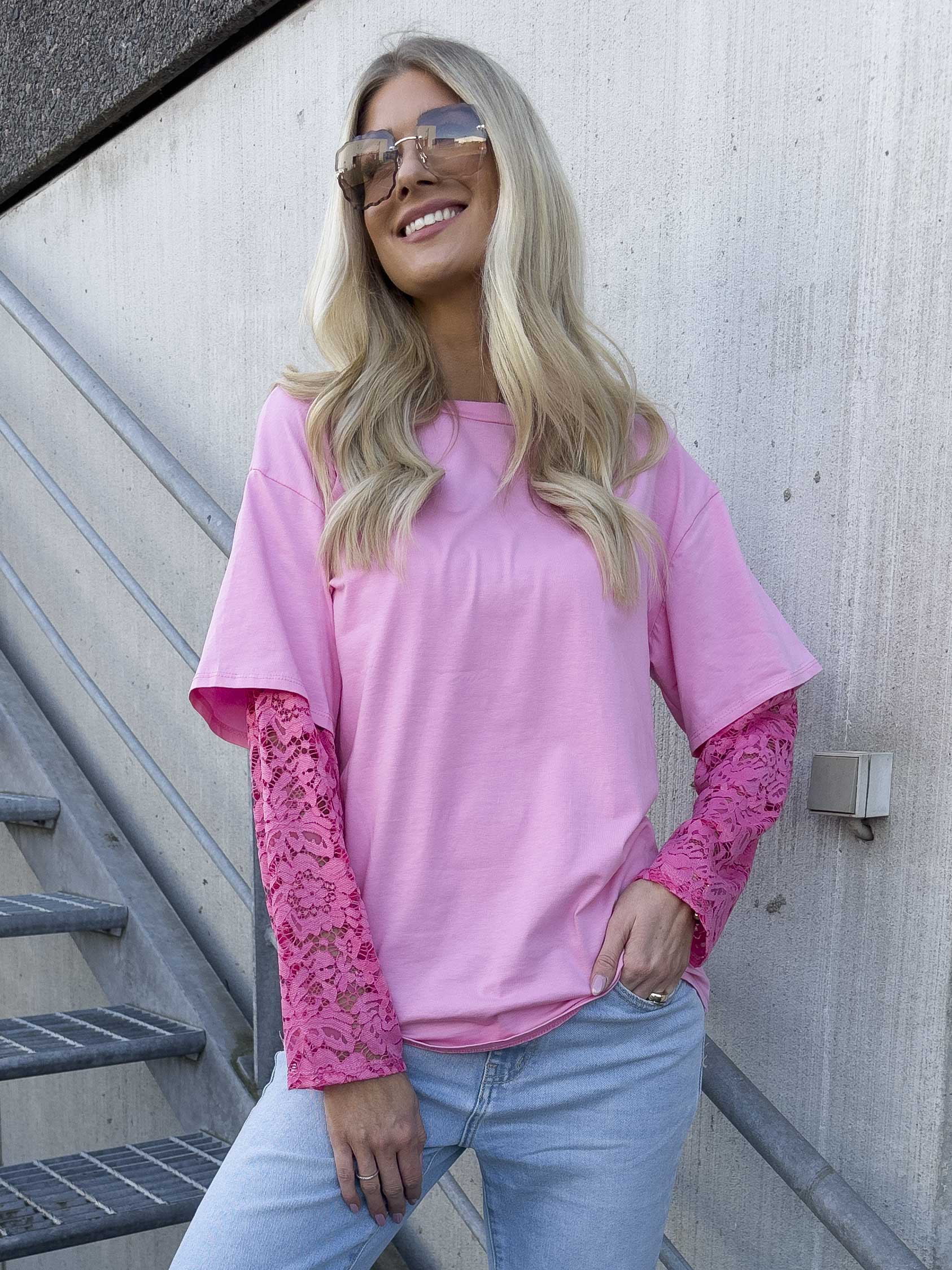 Valerie - T-shirt i bomuld med lange blonde ærmer